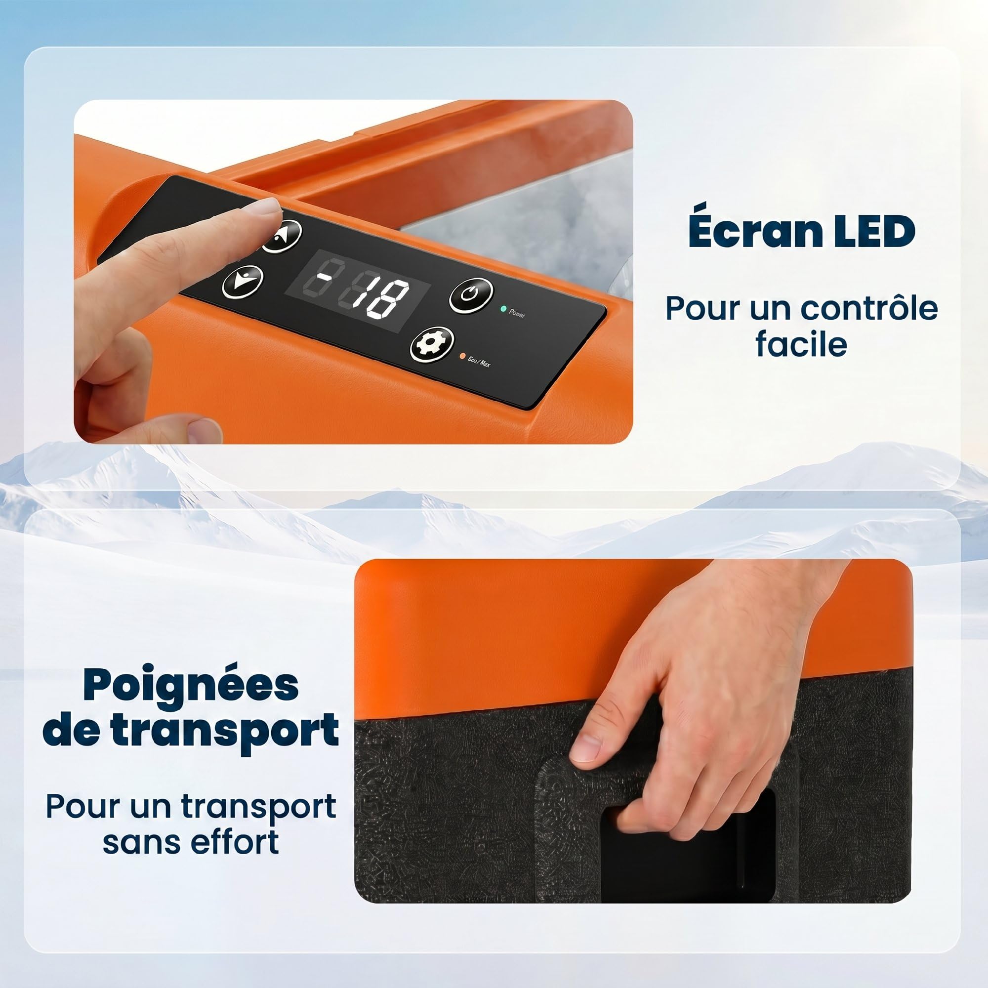 Outsunny Glacière électrique Portable réfrigérateur congélateur avec poignées