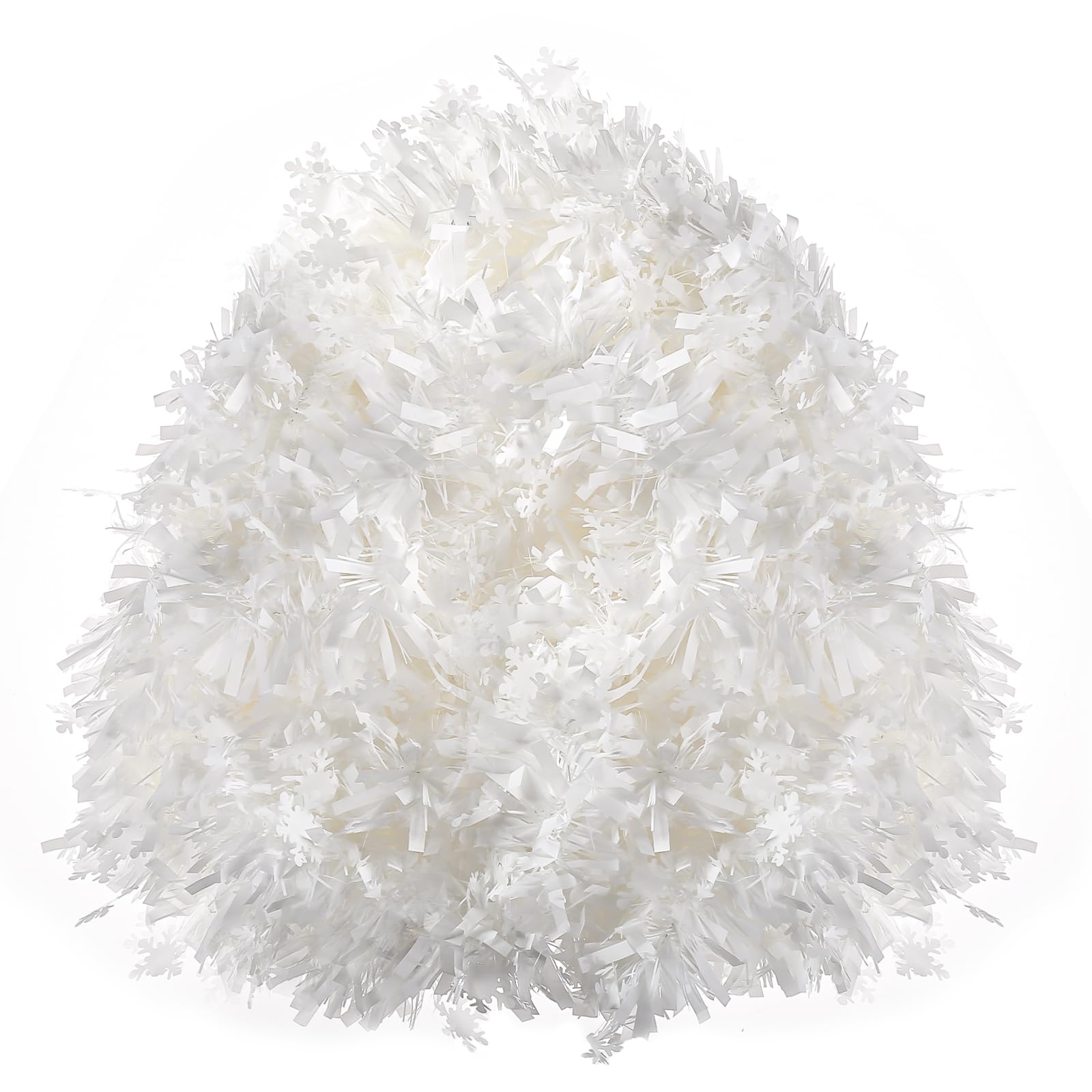 FUSHENMU 32.8 Ft Christmas Tinsel Garland,Shiny White Hanging Metallic Twist Garland with Snowflake for Xmas Tree Decorations Wedding Party Supplies