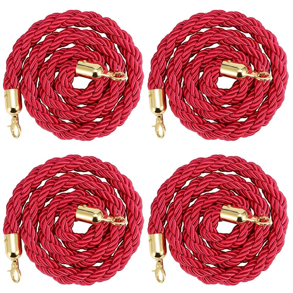 Cordes de barrière pour hôtels concerts théâtres lot de 4 cordons de guidage rouge 1,5m