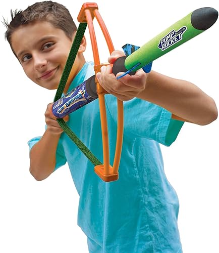 Miniatura 2 de Geospace Juguete de mano autopropulsado Air Archer Air Powered Flying Rocket al aire libre para niños y niñas, incluye 1 lanzador de arco elástico
