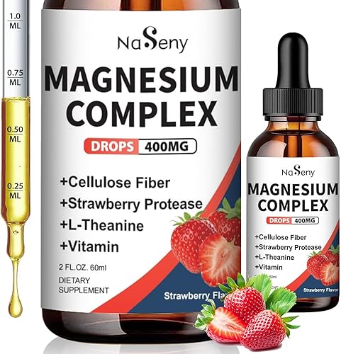 Líquido de glicinato de magnesio de 400 mg, complejo de magnesio de alta absorción con vitamina B6, D, C para apoyar el sueño, la salud muscular,