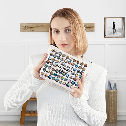 Miniatura 4 de WZMPA Bolsa de cosméticos de viaje para parques nacionales de Estados Unidos, regalo de viaje al parque nacional, bolsa con cremallera, bolsa de