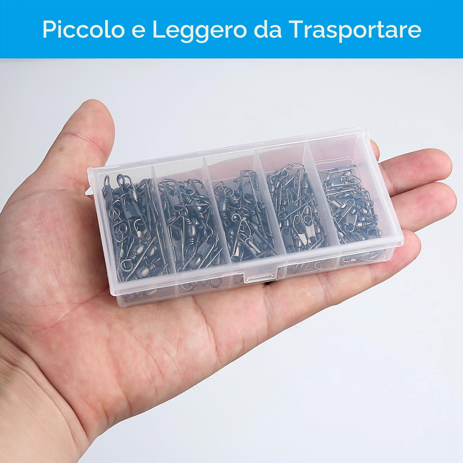 Realure 100/200 Pezzi Vortici Pesca Trota, Pesca Carabina Vortice, Pesca in Acciaio Inox con Moschettone, Esche da Pesca Vortice per Acqua Salata, Accessori da Pesca,5 Dimensioni 7/8/10/12/14#