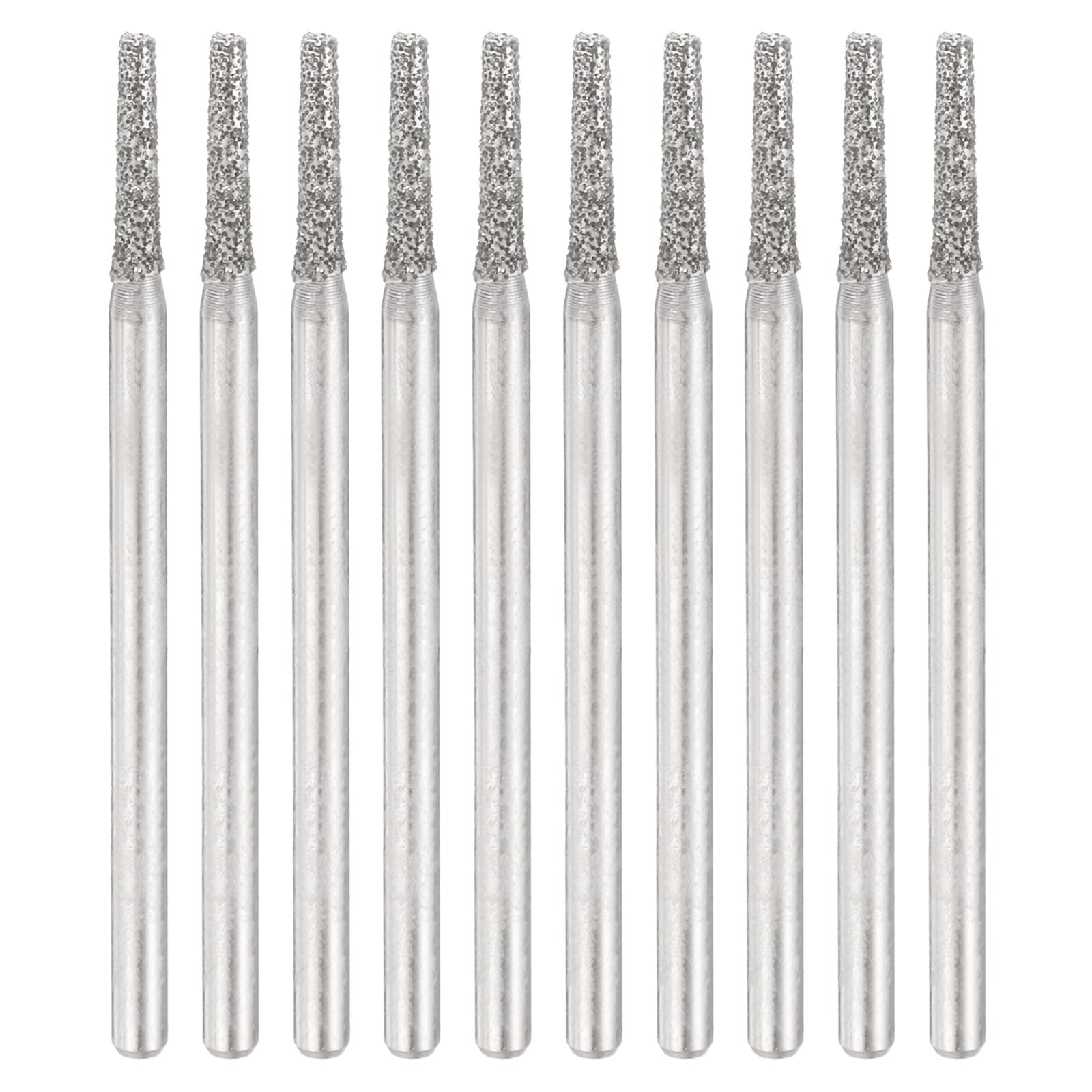HARFINGTON 10pcs 80 Grits Diamond Hole Saw Cylindrical Head Grinding Drill Bits 1.5mm Cylinder Head Carving Drilling Hole Tools with 2.35mm(3/32")