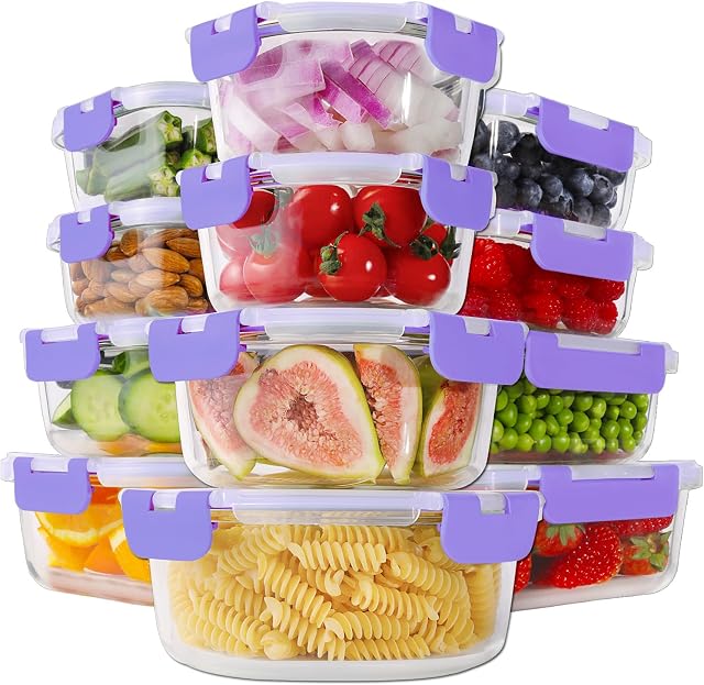 HOMBERKING - Recipientes de vidrio para almacenamiento de alimentos con tapas, r