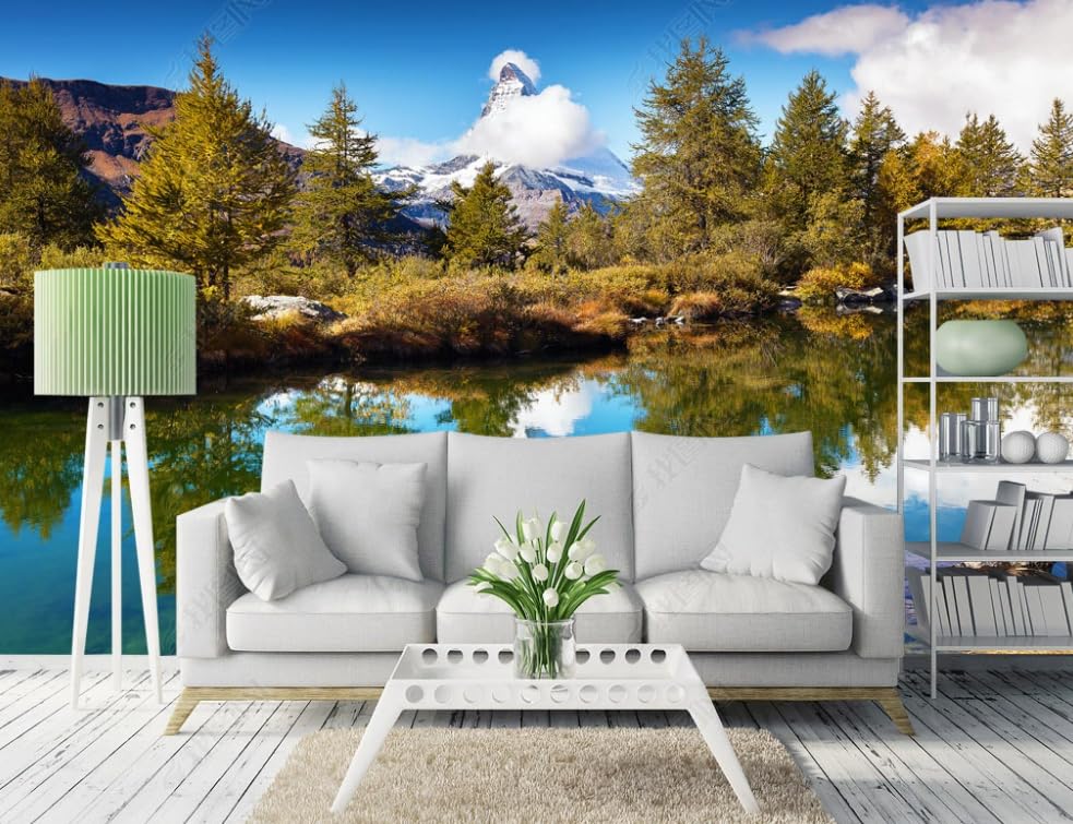 Papier peint intissé paysage lac résoud le problème des pièces sombres et petits salons