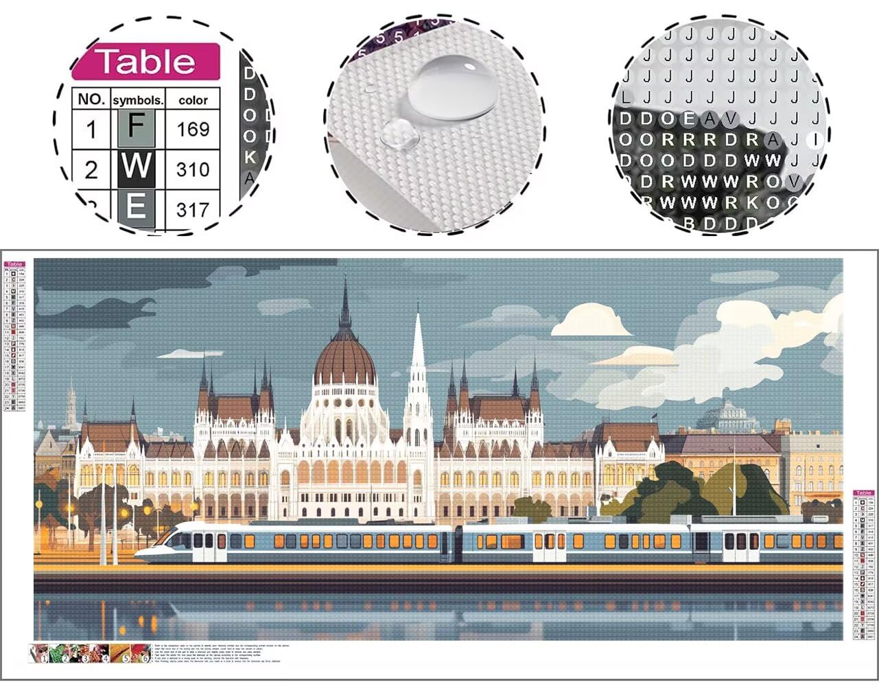 Diamentowe malowanie Kościół Diamentowa sztuka Rysunki z diamentami 70 x 140 cm, obraz diamentowy Pełny zestaw Haft krzyżykowy DIY Mozaika Kryształ Malowanie według numerów, Dekoracje ścienne Prezenty