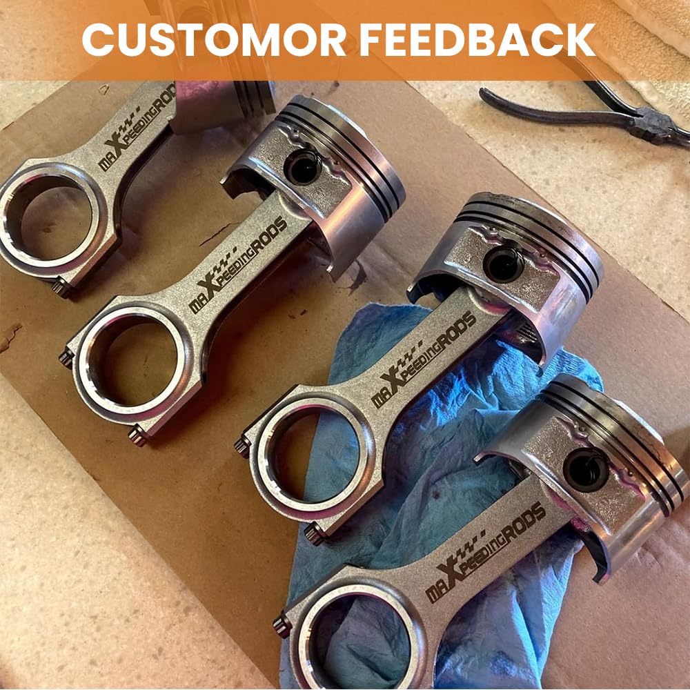 maXpeedingrods 4 pezzi 128.5mm Bielle H-fascio Connecting Rods Forgiato per Fiat Punto GT 1.4 1.6 Turbo MK1 176 1993-1999 + ARP 3/8" 2000 Bulloni [EU STOCK]