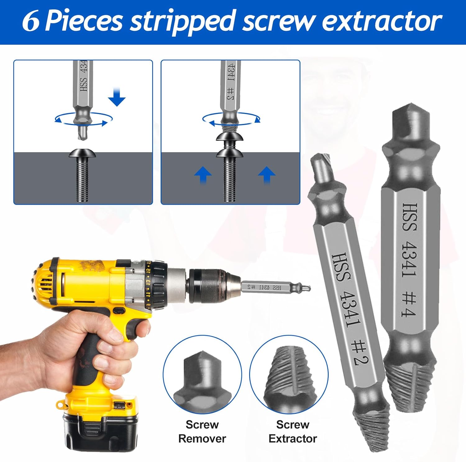 Damaged Screw Extractor Tools Sets, Stripped Screws Nuts & Bolts Drill Bit Tools for Easy Removal(Sliver)