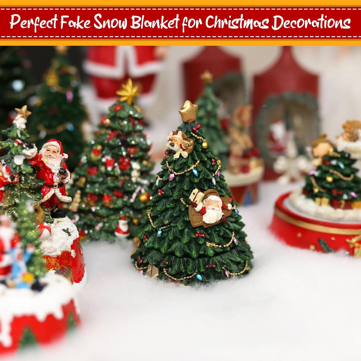 3 Pack 3 x 8 Ft Fake Snow Blanket for Christmas Village- Fluffy Artificial Snow for Crafts, Realistic Christmas Faux Snow Sheet for Winter Mantle Village Holiday Table Wedding Decorations