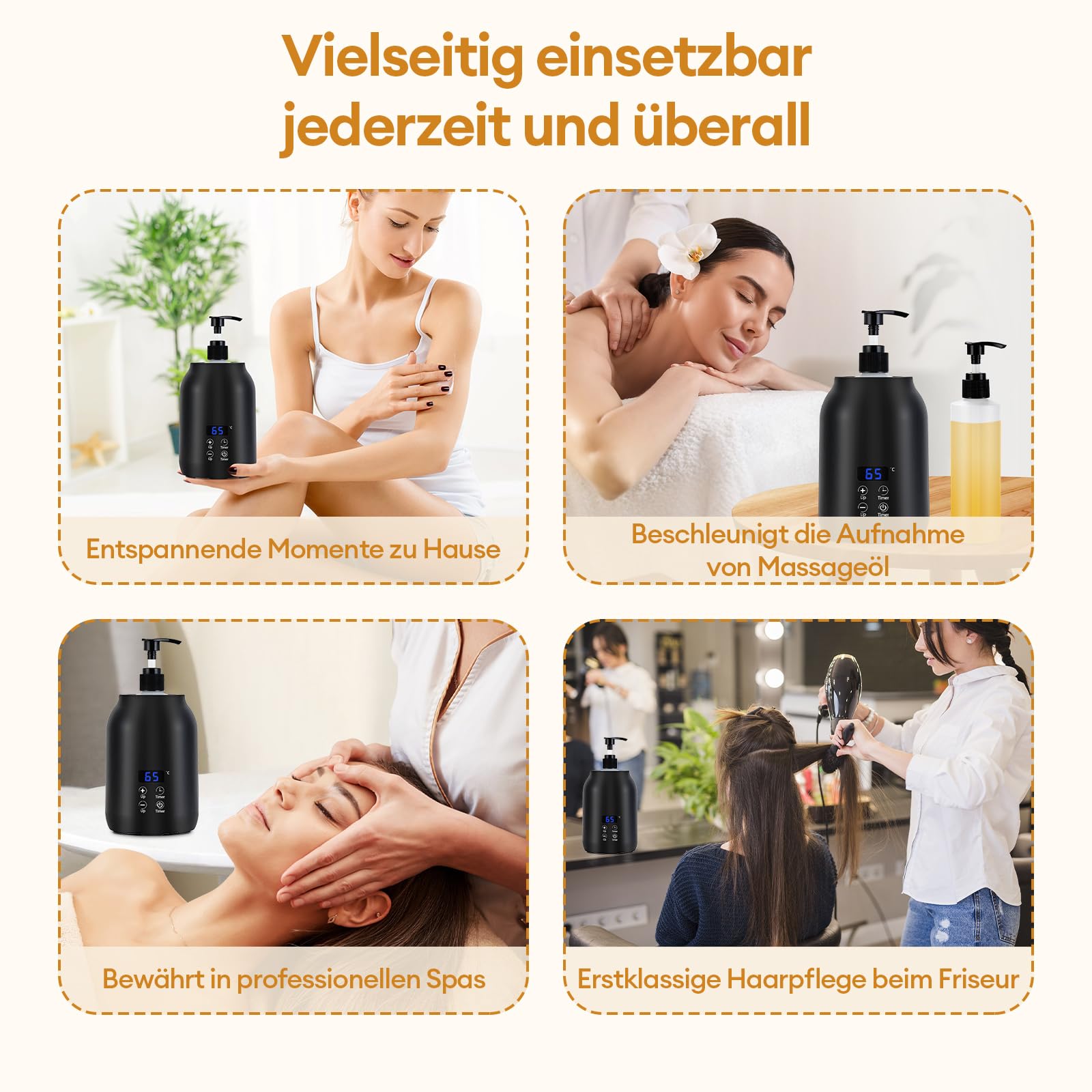 Massageölwärmer mit Zwei 245-ml-Massageölflaschen und Trichter, professioneller Lotionflaschenwärmer, intelligenter Lotionspender mit Touch-Taste, professioneller Salon-Spa-, Creme- und Gelwärmer
