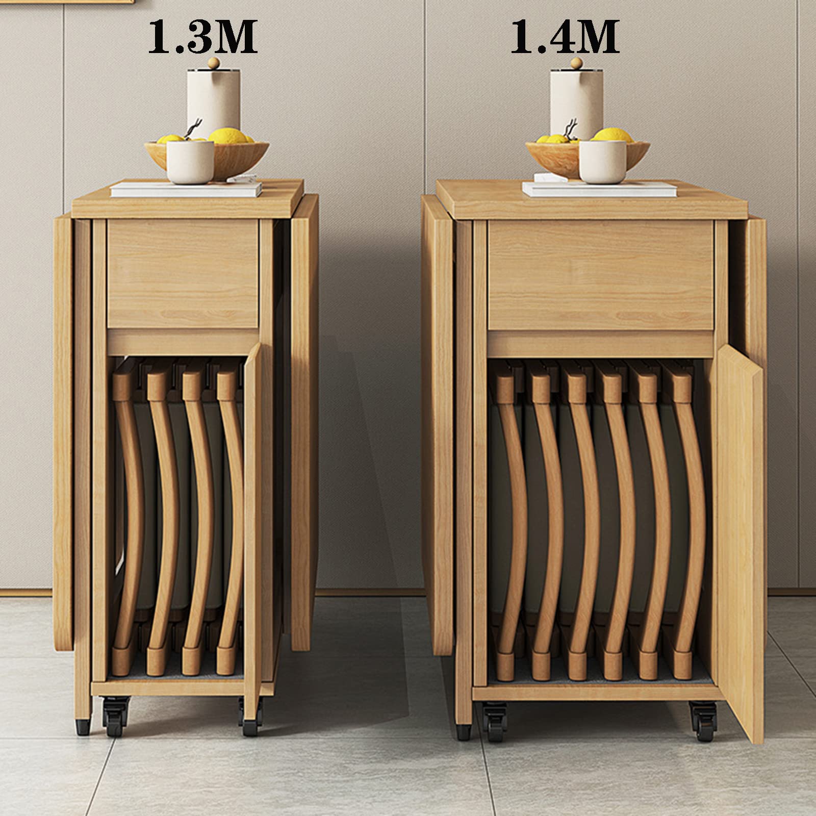 Amazon｜折りたたみキッチンテーブルセット、椅子6脚付き木製テーブル