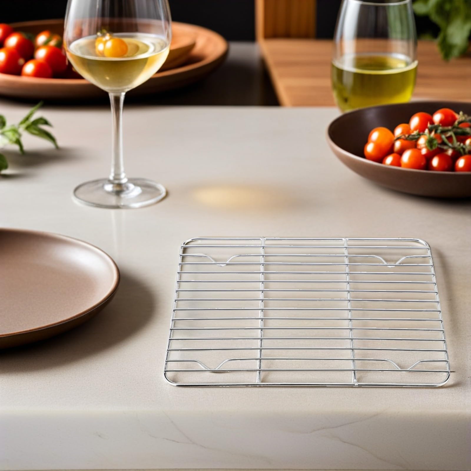 BESPORTBLE Grille De Refroidissement INOX 23x17 cm pour Air Fryer Cuiseur Vapeur