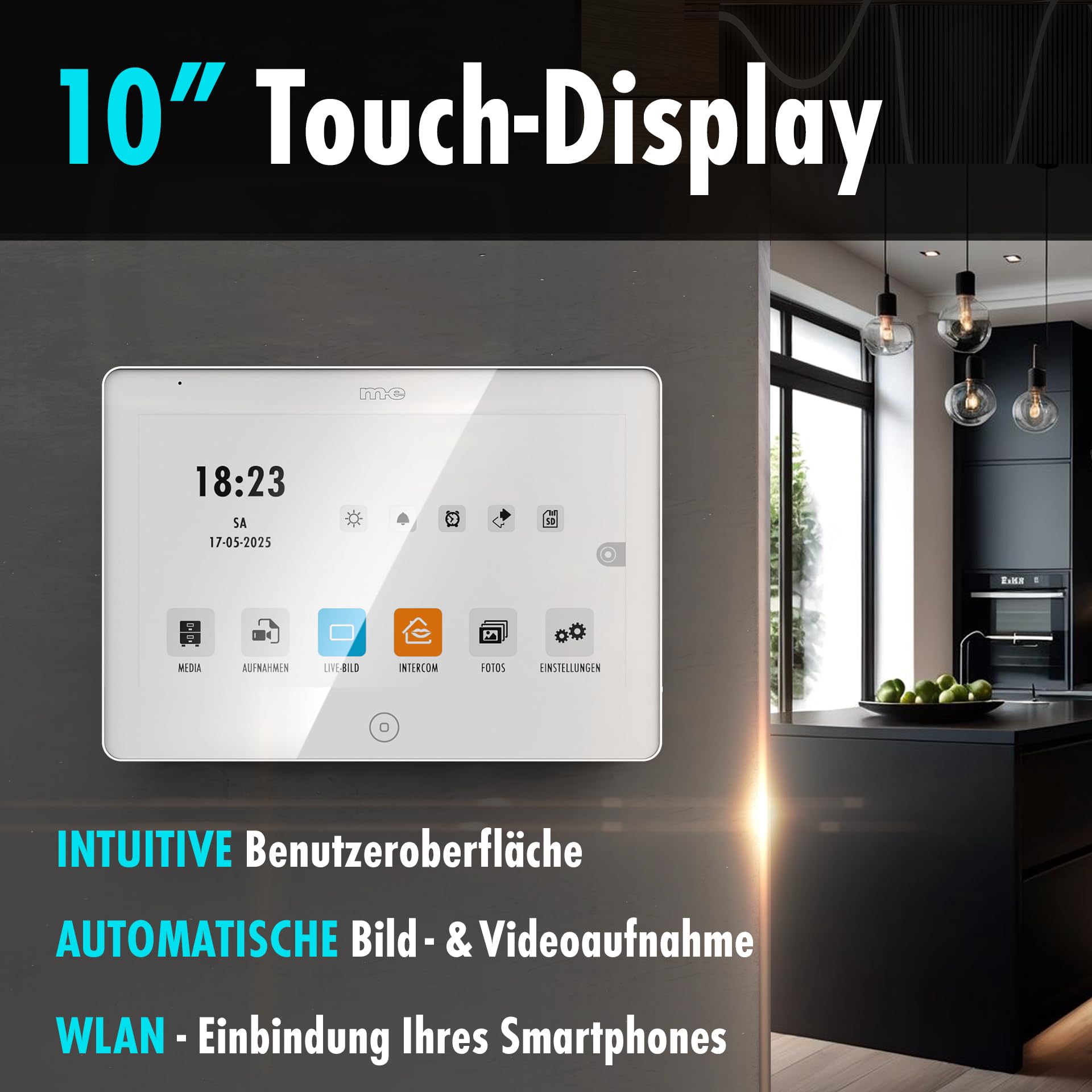 m-e ALLVISO Türklingel mit Kamera und Monitor 10" 2-Draht Bus | Video Türklingel Edelstahl IP65 | Klingel Haustür mit App und QR-Code Türöffner | Türsprechanlage mit Türöffner für 1-Familienhaus
