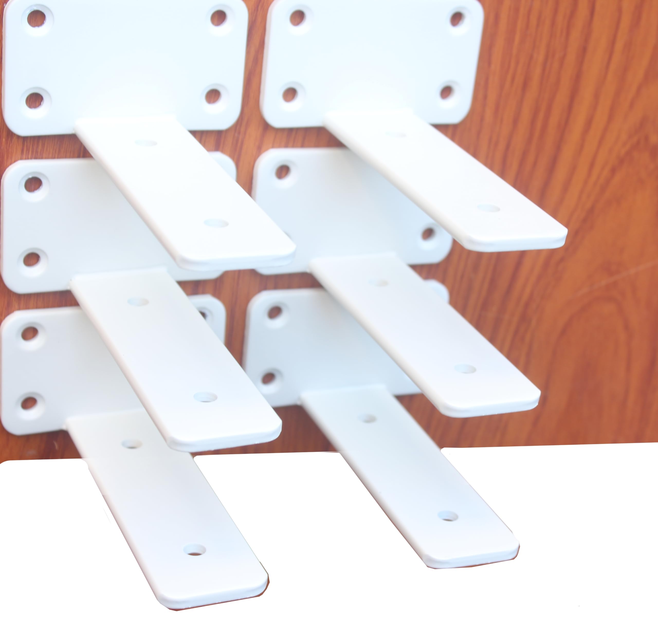 6 Pack - 6 inch White Hidden L Shelf Bracket (1/5 Inch Thicked) Iron Floating Shelf Brackets Rustic Industrial Metal Brackets for Shelf Support