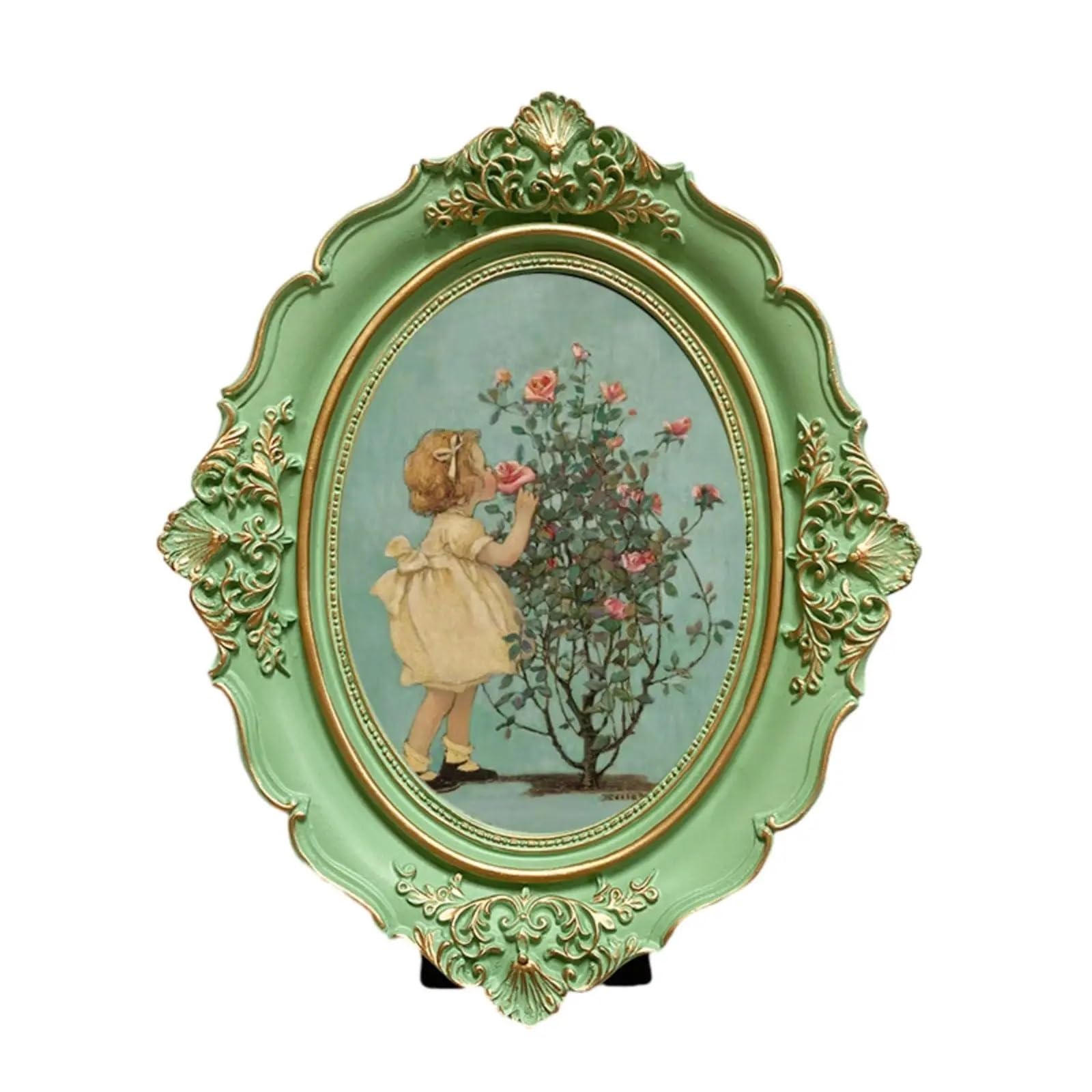 Metal Picture Frame, Oval Picture Frame Resin 6-7 Inch Photo Display for Wall Hanging Home Decor(6inch)