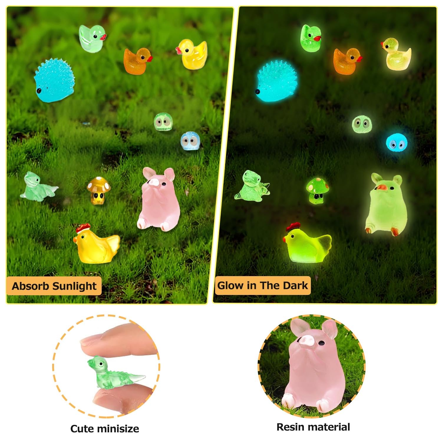 OrgMemory 120 PCS Mini Luminous Resin Animals, 12 Styles, Small Plastic Animal Figures - Image 4