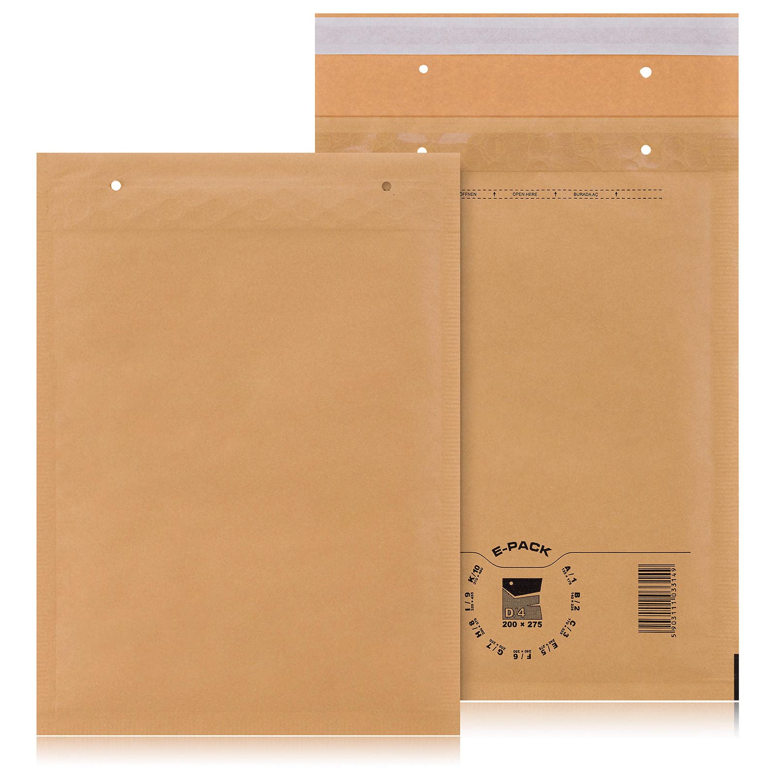 D4 1000 St. Luftpolstertaschen Versandtaschen E-PACK D/4 Braun 200×275 Luftpolsterumschlag