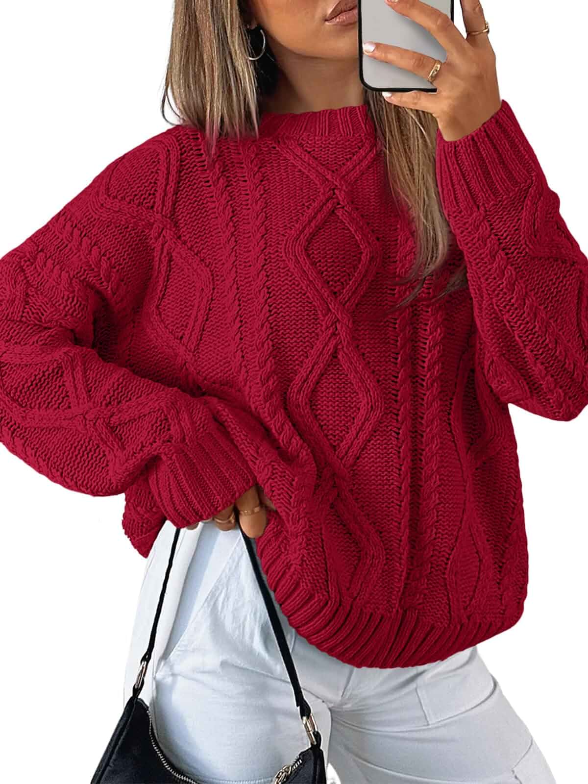 Trendy Queen Women's Oversized Cable Knit Sweaters 2026 Fall Outfits Quiet Luxury Style, Chunky Knit Texture, Winter Holiday Outfit, Easy Layering Piece, Fall Fashion Staple