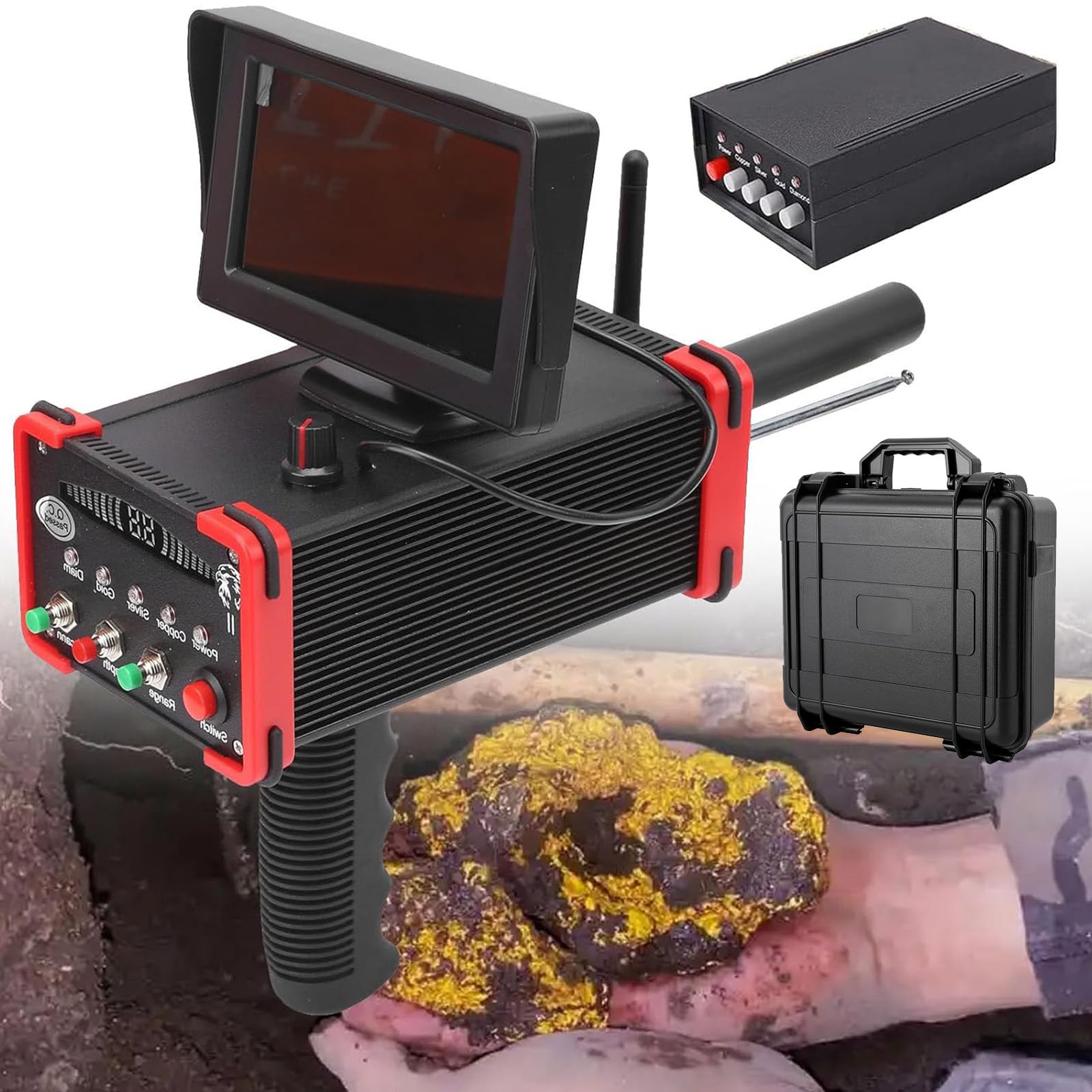 Detector de metales, detector subterráneo profesional, 20 m de profundidad, alta precisión para oro, plata, cobre, caza de monedas, auriculares incluidos, seguimiento de piedras preciosas