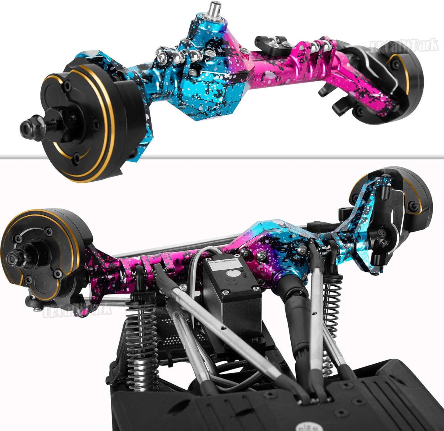 Front Rear Portal Axles Upgrades Part for 1/10 Capra 1.9 UTB 4X4,DIY SCX10 SCX10 II,RC Aluminum Alloy Front Rear Axle RC Crawler Car,1/10 Capra 1.9 UTB & SCX10,Colorful(Pink Blue Tone)