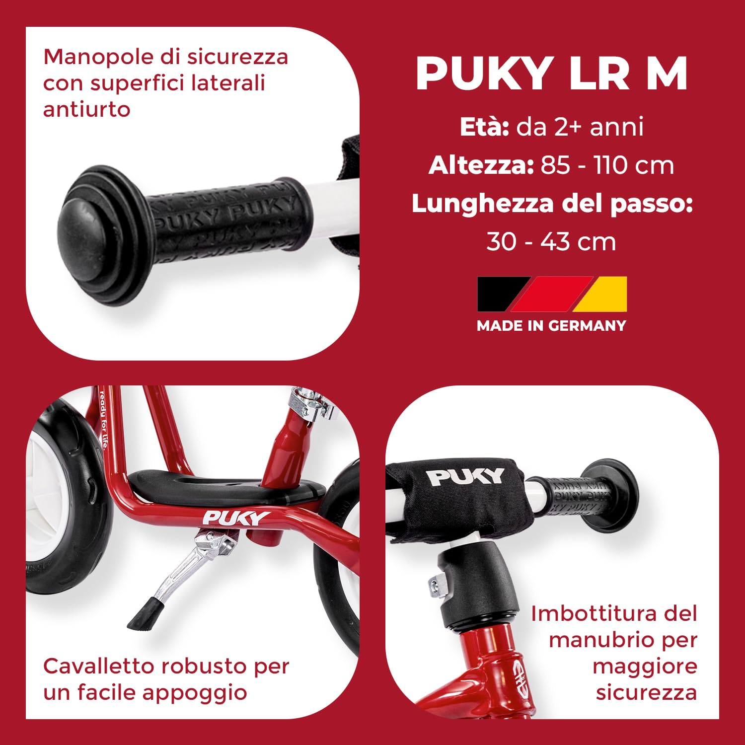 PUKY Draisienne di 2 Anni LR M Pigeon Cile Red