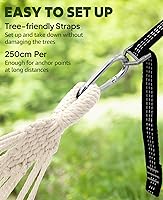 Vista 4 de Chihee Hamaca para soporte de 9.8 pies x 4.9 pies, hamaca de algodón suave con capacidad para hasta 660 libras, hamacas portátiles para árboles