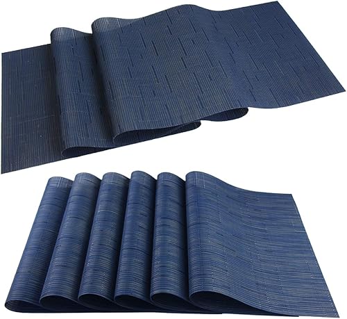 Miniatura 37 de PIGCHCY Juego de 6 manteles individuales beige de vinilo PVC duraderos para mesa de comedor, manteles individuales resistentes al calor, Beige -