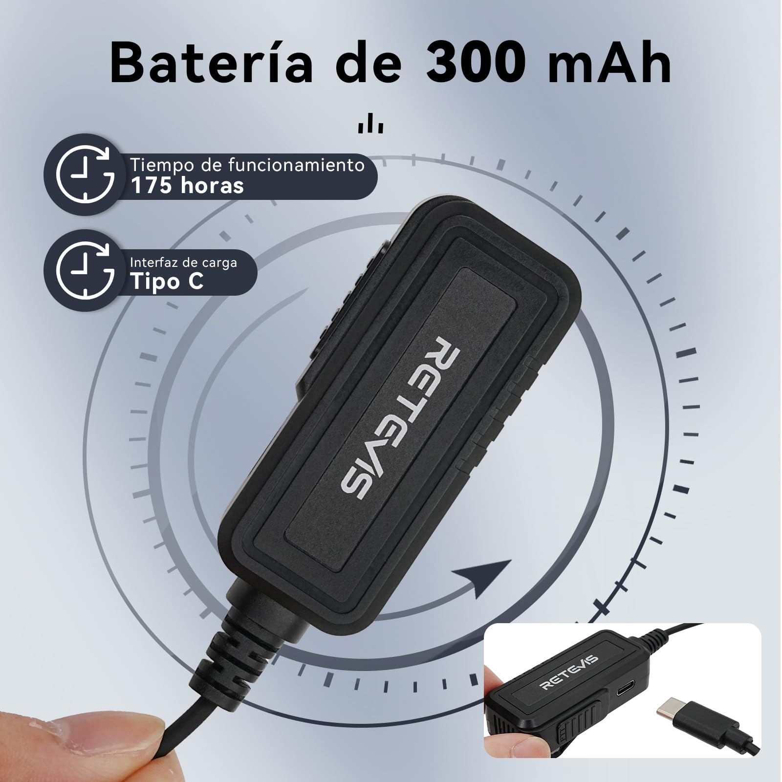 Retevis Cancelación Activa De Ruido Walkie Talkie Auricular, Auriculares con Chip De Reducción de Ruido,Pinganillo Walkie Talkie Compatibles con eSynic RT24 RT27 Radio Auricular(2 Piezas)