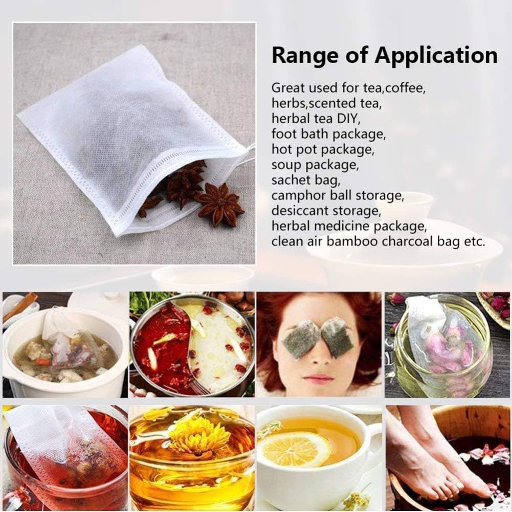 LTKJ 100-pack Cotton Tea Filter Bags Coffee Filter with Drawstring for Spices Bath Soap Herbs Tea Craft Bags 4"x6" (10x15cm)