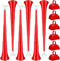 Vista 8 de Treela 12 unidades de cuerno de estadio plegables y cencerros de metal de 24 pulgadas, trompeta de plástico con asa para hacer ruido para eventos