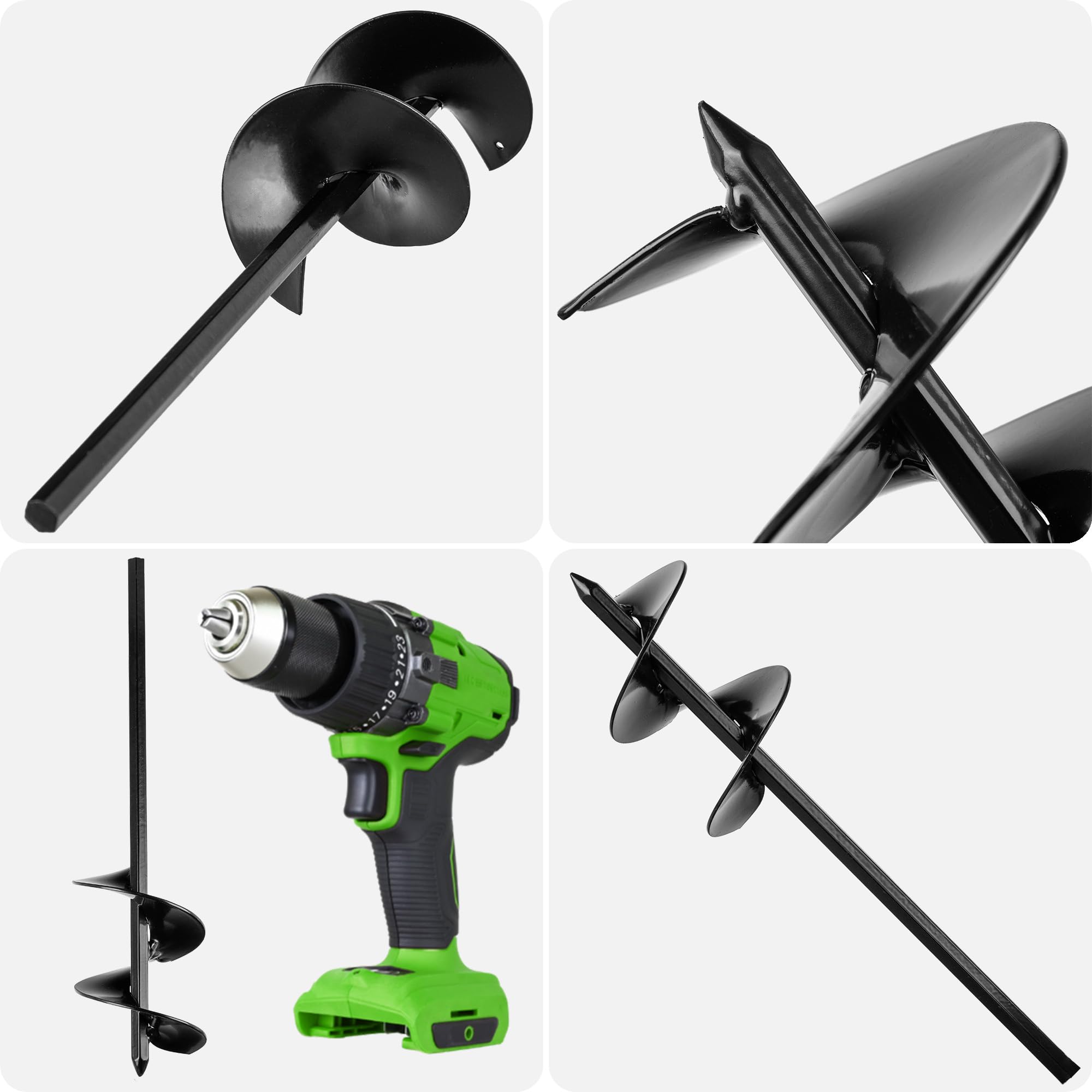 KADAX Punta elicoidale da 80 mm per trapano, punta per giardino, trivella per trapano, punta per piante per lavori in giardino, punta a spirale per forare buchi nel terreno
