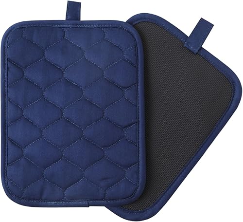 Miniatura 7 de Glynniss Soporte antideslizante para ollas de cocina, juego de almohadillas calientes de algodón para horno con neopreno resistente al calor 450F,