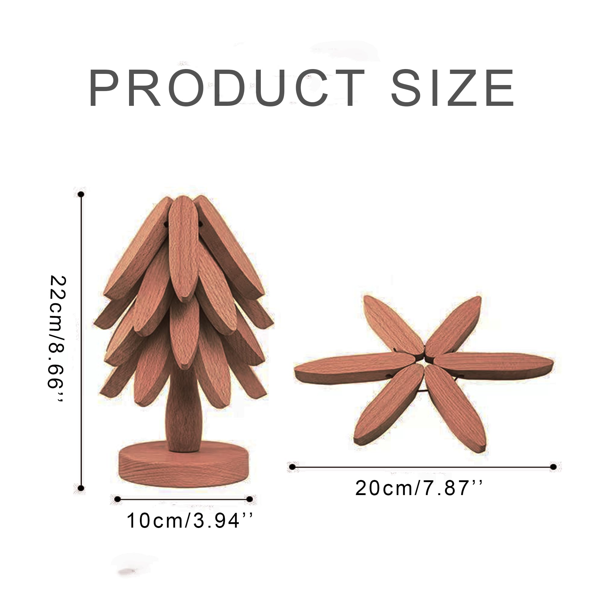 Wooden Trivet for Hot Dishes, Black Walnut Tree Shape Trivet Set Coaster, Trivets for Hot Pots and Pans, Trivets for Hot Dishes - 3 Wooden Trivet + 1 Stand (Walnut Wood)