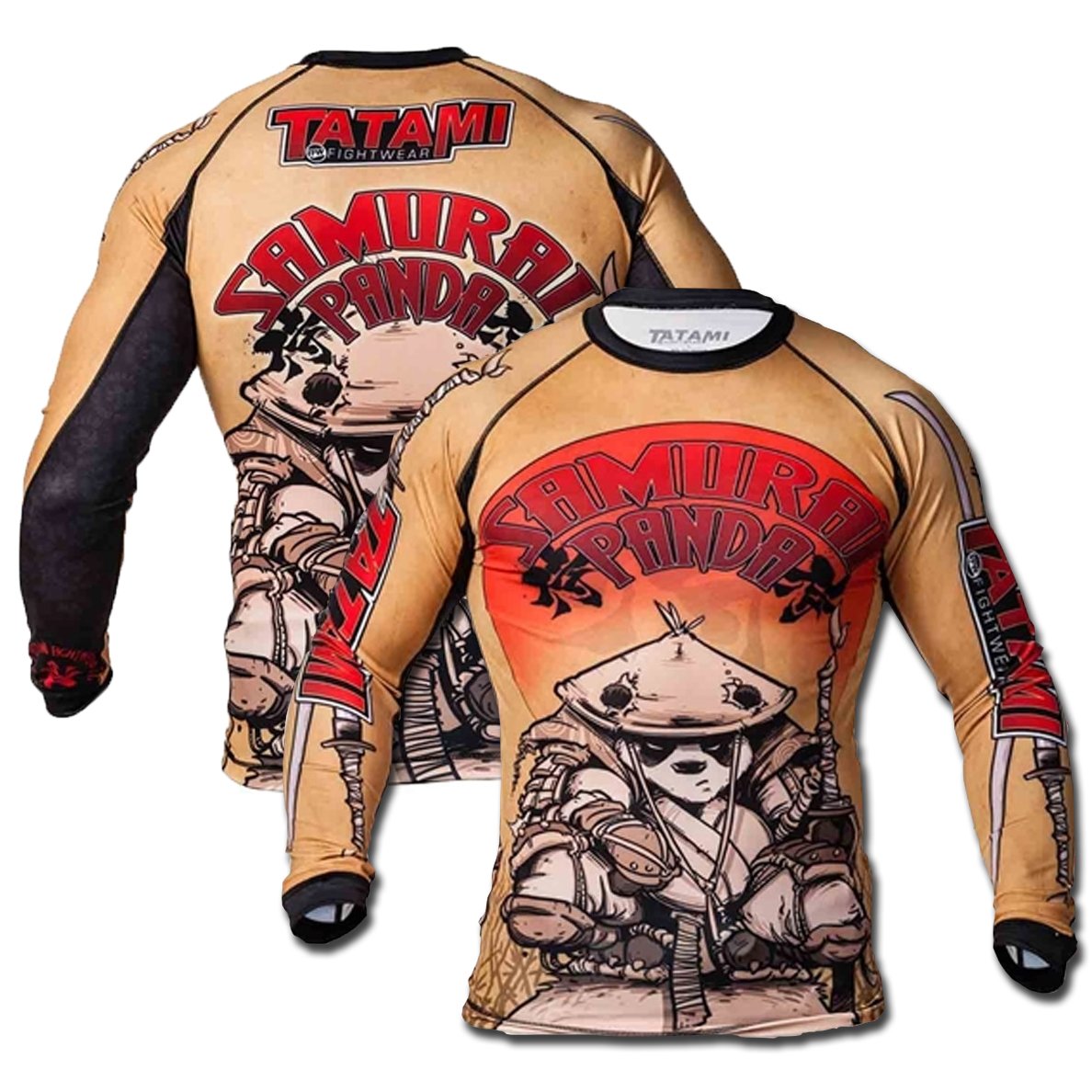 Amazon | 畳Fightwearサムライパンダ長袖ラッシュガード S レッド