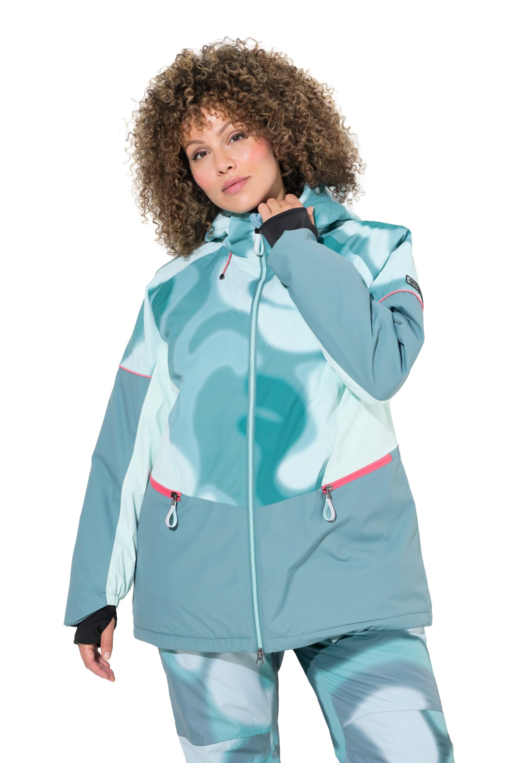 Ulla Popken Damen große Größen Übergrößen Plus Size HYPRAR Performance-Jacke, wasserdicht, Schneefang, Kapuze 831947