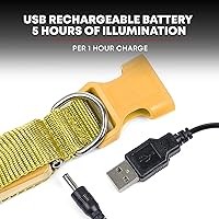 Vista 5 de Collar para perros LED Illumiseen, recargable por USB, Amarillo (Sunburst Yellow)