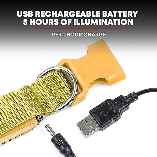 Miniatura 5 de Collar para perros LED Illumiseen, recargable por USB, Amarillo (Sunburst Yellow)