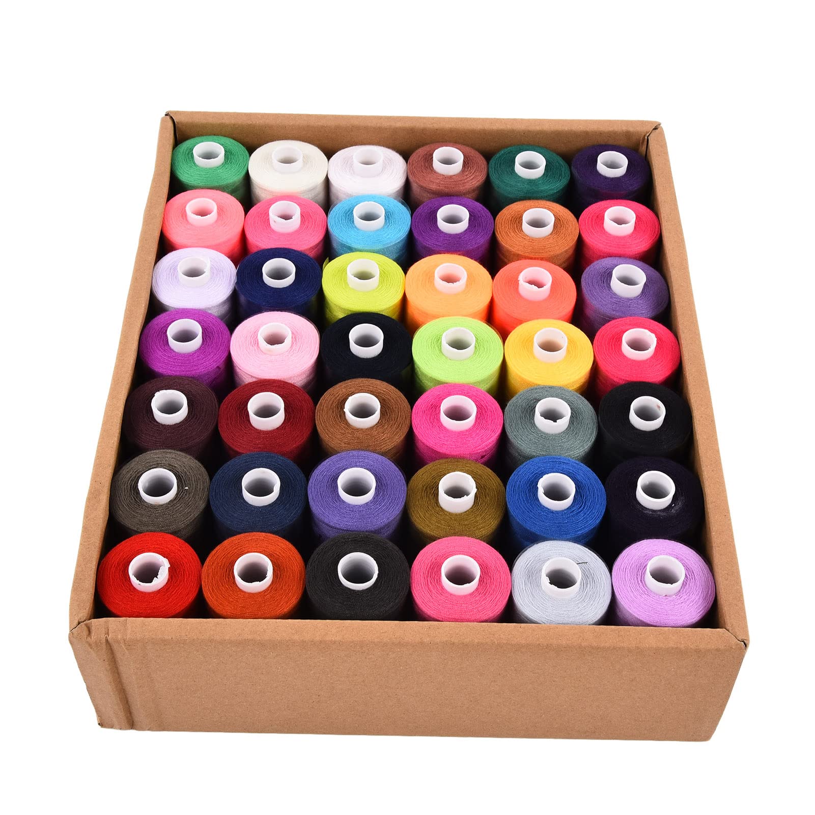 Rengue Set di Fili per Cucire in Poliestere, 42 Colori, Bobine da 914 Metri, Kit per Ricamo Fai da Te Domestico, Resistente All'usura