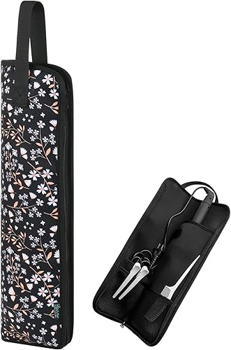 Beautyflier Funda de viaje universal para rizador, lona resistente al calor y soporte para plancha plana, soporte de rizador en caliente para