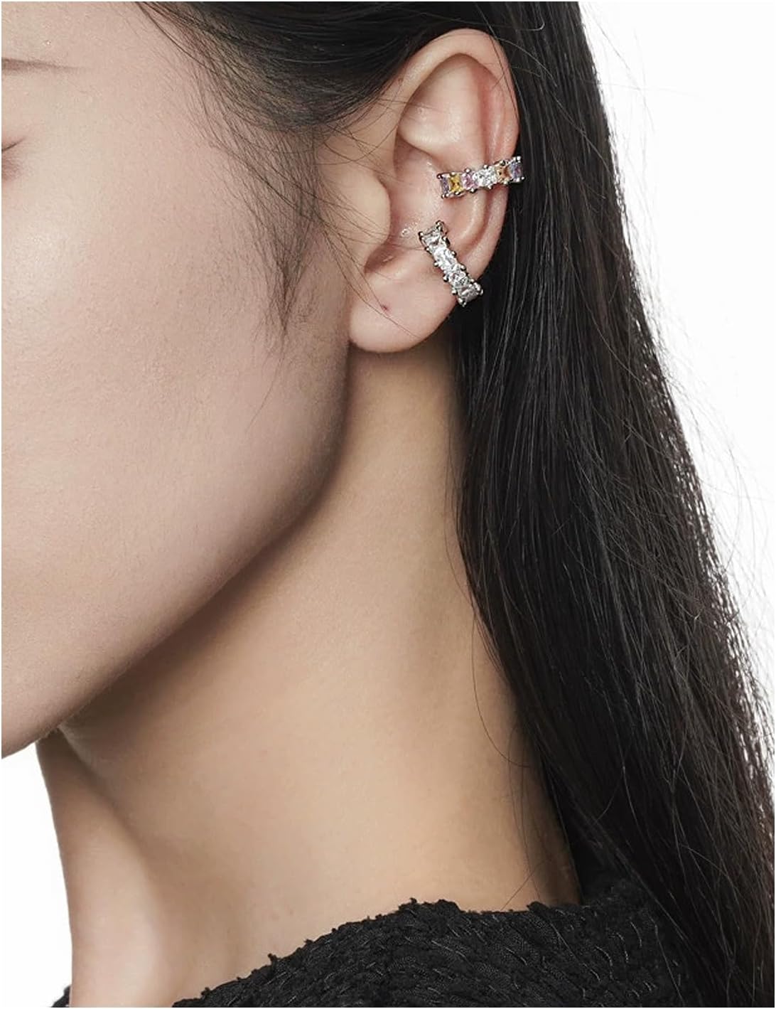 Ear Cuffs in 18K Gold - CZ Paved Hoop Conch Cuff Earrings for Women,Men - Sparkle Rhinestones Clip On Wrap Earrings Non Pierced - Image 4