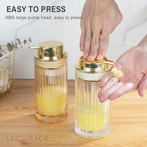 Miniatura 4 de Dispensador de jabón líquido de vidrio, dispensador de líquido recargable con bomba dorada, dispensador de jabón de manos para baño, cocina,