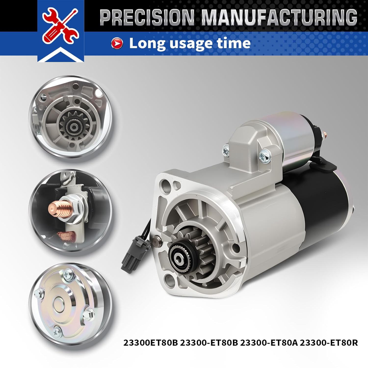 Starter Motor Compatible with Rogue Sentra 2007-2013, Compatible with Rogue Select 2014-2015 13 Tooth 12V 23300ET80B 23300-ET80B 23300-ET80A 23300-ET80R