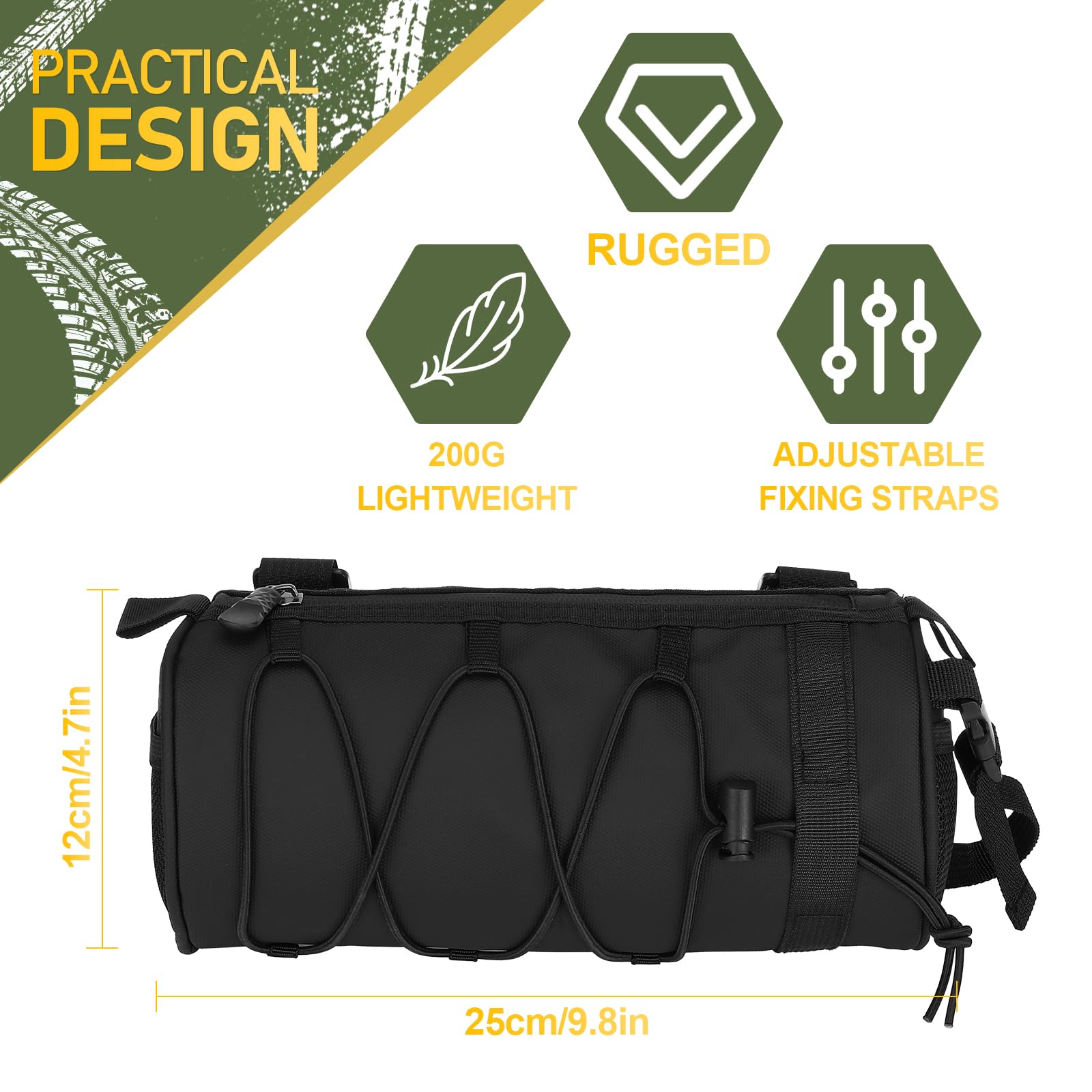 Bibykivn Sacoche De Guidon étanche 2,5 L – Polyester, Fixation Rapide, Pour Route, VTT, Gravel, E-Bike