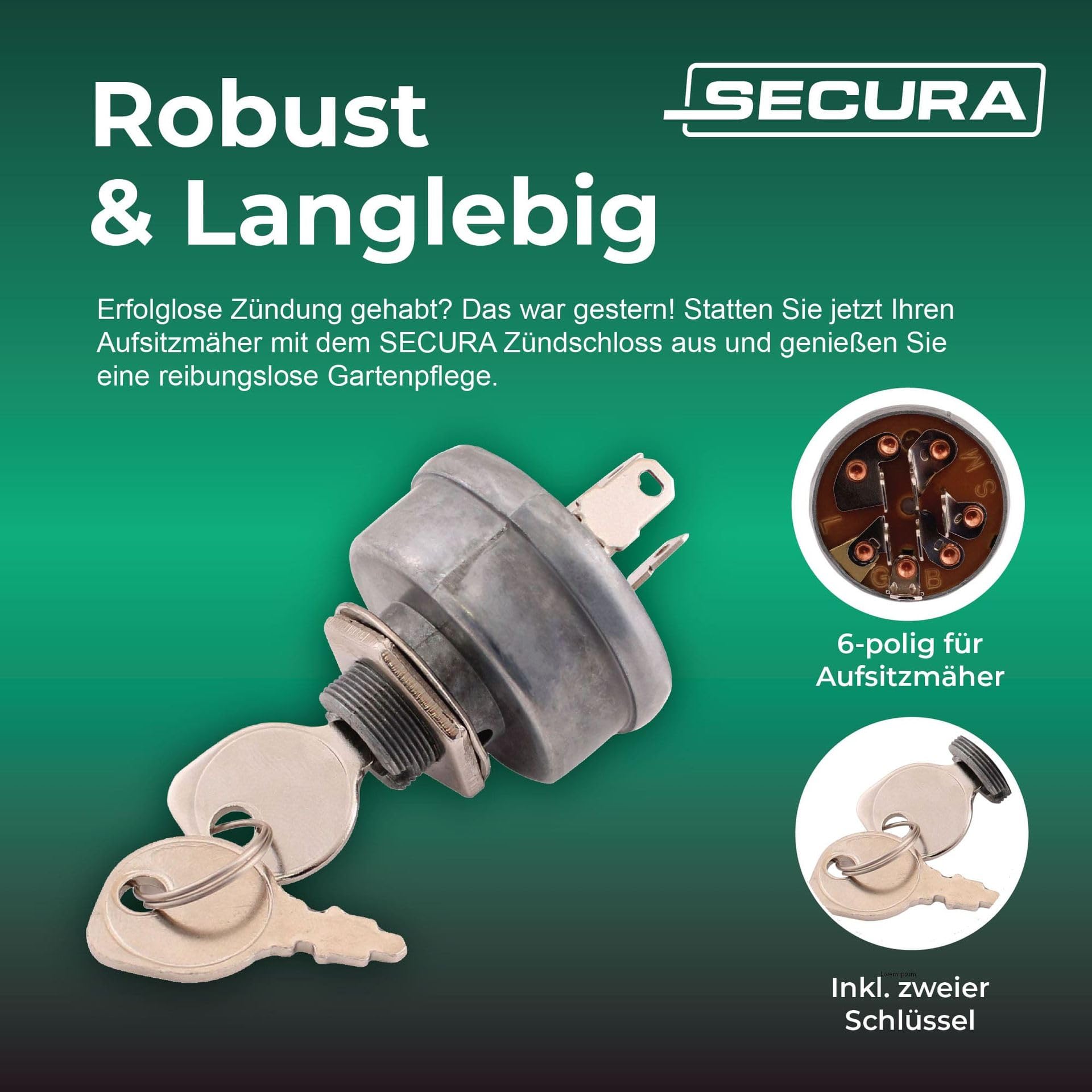 Zündschloss Mit Schlüssel Für AL-KO T10 Rasentraktor - 5-polig