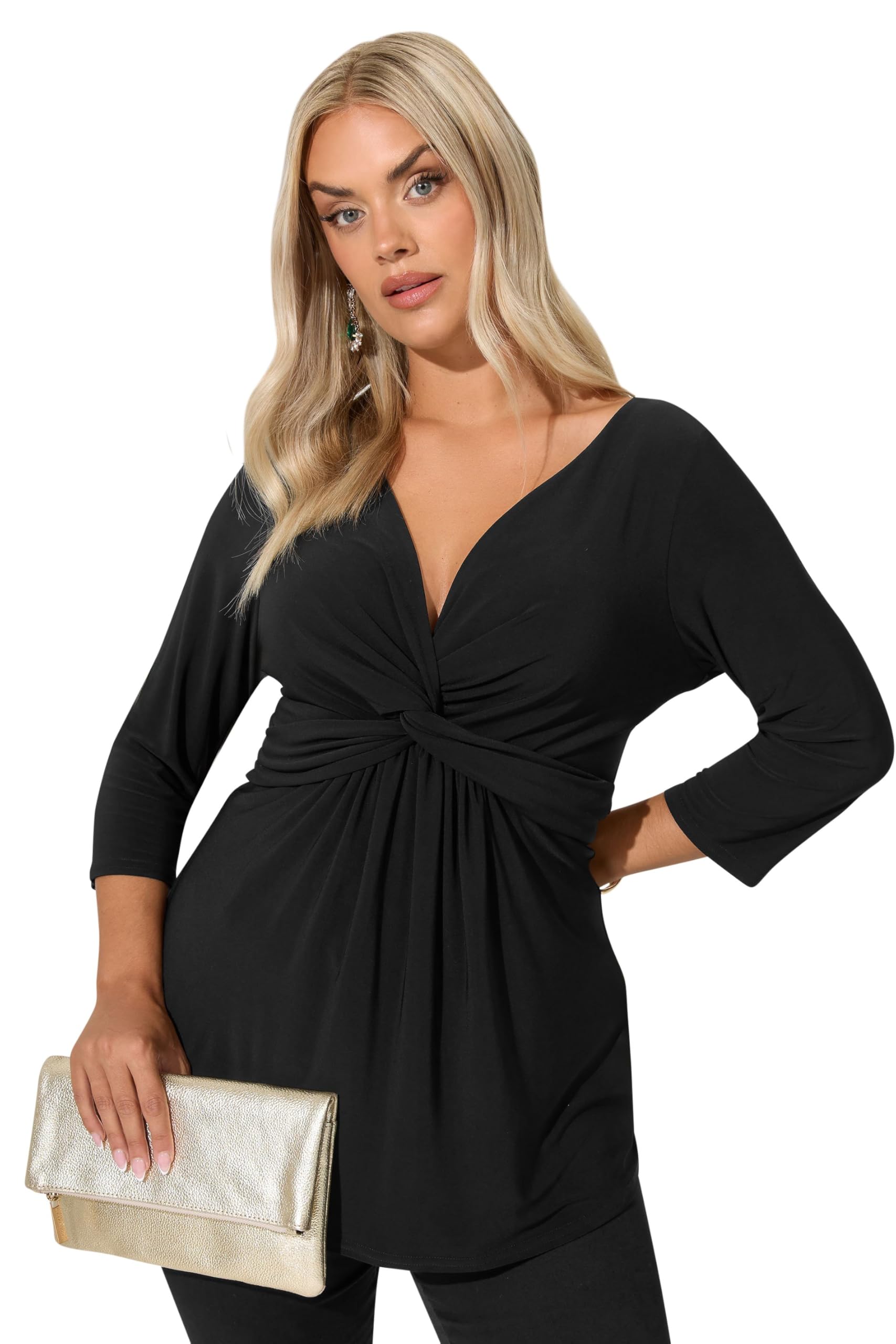 Yours Women's Black Knot Front Top Size 26-28