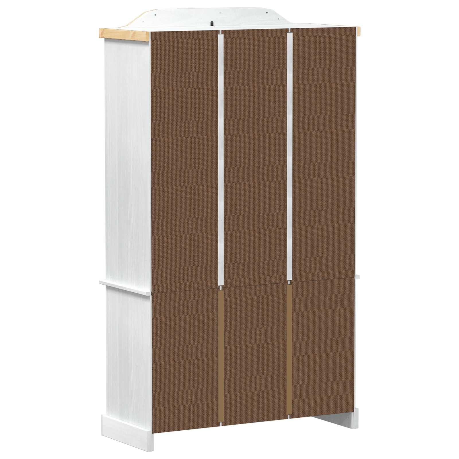 Vitrina blanca con puertas de cristal de pino macizo, 103,5 x 42 x 180 cm, armario de exhibición rústico con acabado mate para un almacenamiento y presentación elegantes.