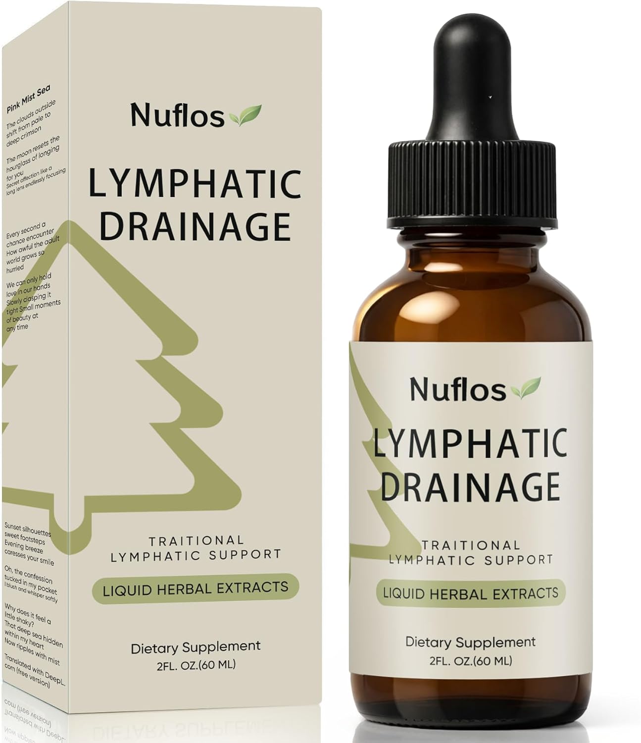 Nuflos Lymphatic Drainage Drops, Lymphatic Drainage Supplements, Premium 4-in-1 Herbal Blend, Daily Wellness & Overall Relief, 2 Fl. Oz (A)