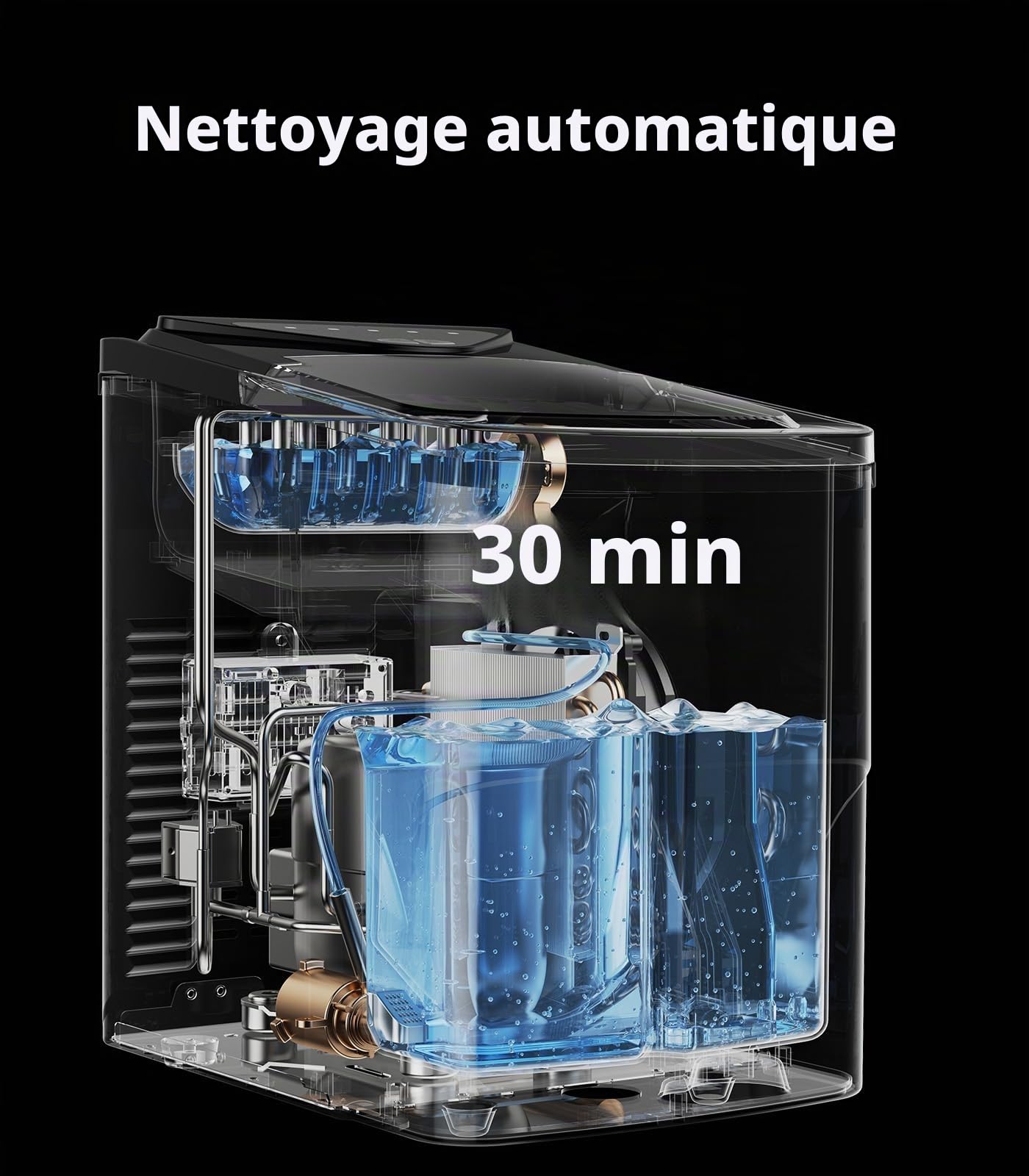 Silonn Machine À Glaçons, 9 Glaçons En 6Min Prêts 12 KG En 24 Heures, Petite Machine À Glaçons Autonettoyante Avec Pelle À Glace Et Panier, 2 Tailles De Glace Bullet Pour La Cuisine Le Bureau