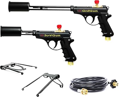 GRILLBLAZER GrillGun and Su-VGun Combo Set - GrillGun, Su-VGun, 8 Hose, 2 Stands - Grilling and Culinary Torch - BBQ Tools